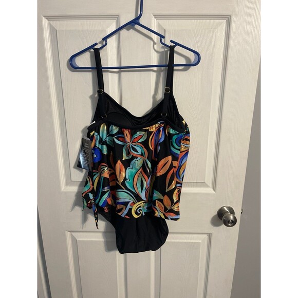 Maxine of Hollywood Watercolor Expressions Faux Tankini One Piece Size 12 New - Picture 4 of 6